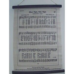 Black White Sheet Music Silent Night 24 inch Fir Wood  Decorative Wall Art